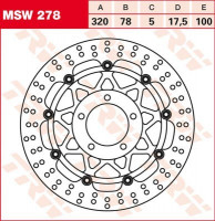 Bremsscheibe schwimmend MSW278 passend für Triumph Bremsscheibe schwimmend MSW278 passend für Triumph