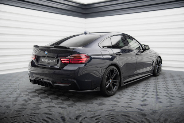 Heck Ansatz Flaps Diffusor V.1 Für BMW 4er Gran Coupe M-Paket F36 Schwarz Hochglanz