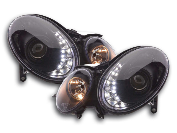 Scheinwerfer Set Daylight LED TFL-Optik Mercedes E-Klasse 211 02-06 schwarz