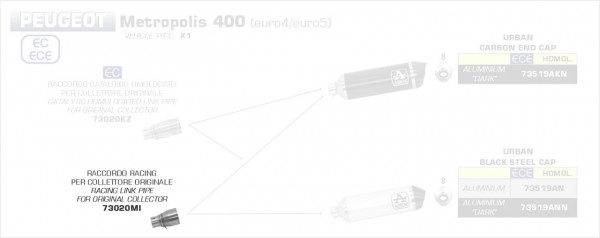 Arrow Verbindungsrohr ohne Kat passend für Peugeot Metropolis 400 17-21