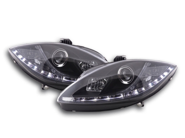 Scheinwerfer Set Daylight LED TFL-Optik Seat Leon 1P 09- schwarz für Rechtslenker