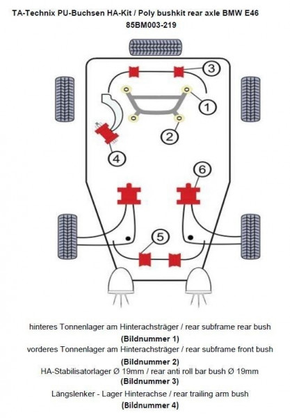 TA Technix PU-Buchsen Kit 20-teilig Hinterachse passend für BMW 3er Serie E46
