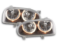 Angel Eyes Scheinwerfer Set passend für VW Golf 3 (1991–1997) schwarz Angel Eyes Scheinwerfer Set passend für VW Golf 3 (1991–1997) schwarz