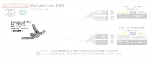 71738MI-Arrow Katersatzrohr DUCATI MULTISTRADA 950'19/20