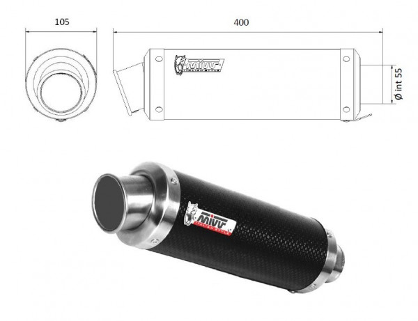 MIVV UNIVERSAL Schalldämpfer Links GP CARBON 55mm
