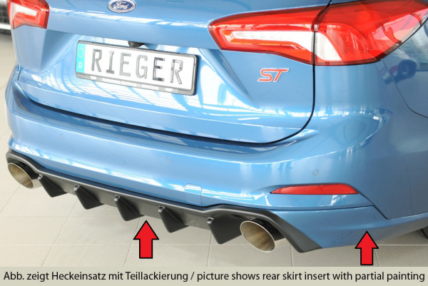 Rieger Heckeinsatz matt schwarz für Ford Focus 4 ST (DEH) 5-tür. (Turnier) 04.22- (ab Facelift)