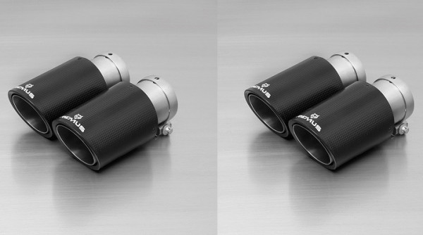 Remus Endrohr-Set li/re je 2x Ø 84mm für Carbon-Endrohre, schräg, Innenaufbau Titan