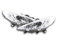 Scheinwerfer Set Daylight LED Tagfahrlicht chrom passend für Peugeot 207 (Rechtslenker) Scheinwerfer Set Daylight LED Tagfahrlicht chrom passend für Peugeot 207 (Rechtslenker)