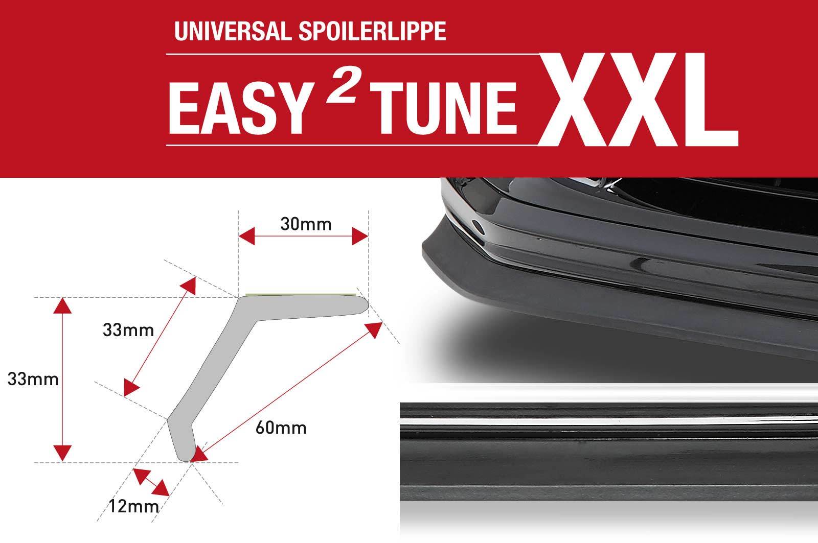 easy²tune XXL Universal Spoilerlippe zum ankleben ZB144, Zubehör, Aerodynamik, Auto Tuning