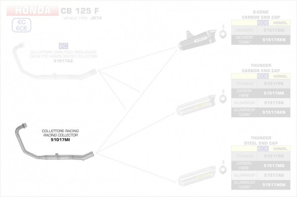 Arrow Racing Krümmer passend für Honda CB 125 F 17-19