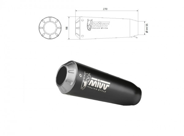 MIVV Universal Schalldämpfer rechts X-M1 BLACK 55mm