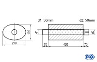 FOX Uni-Schalldämpfer oval Edelstahl 278x192mm Ø50mm Länge 420mm FOX Uni-Schalldämpfer oval Edelstahl 278x192mm Ø50mm Länge 420mm