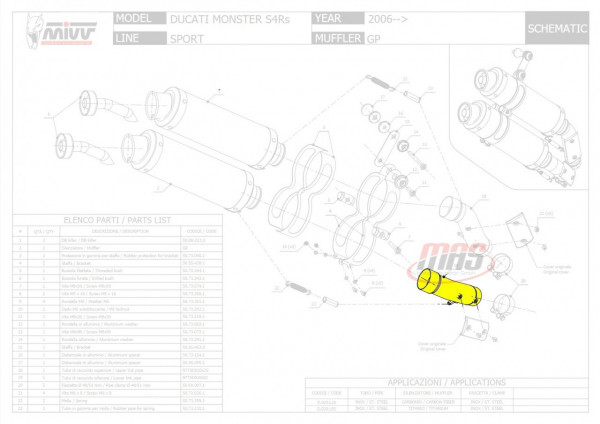 MIVV Verbindungsrohr Ducati Monster 1000 S4Rs ´06