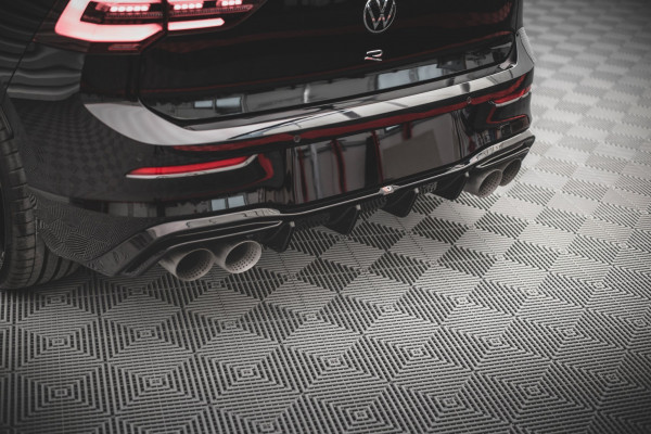 Diffusor Heck Ansatz V.2 Für Volkswagen Golf R Mk8 Schwarz Hochglanz