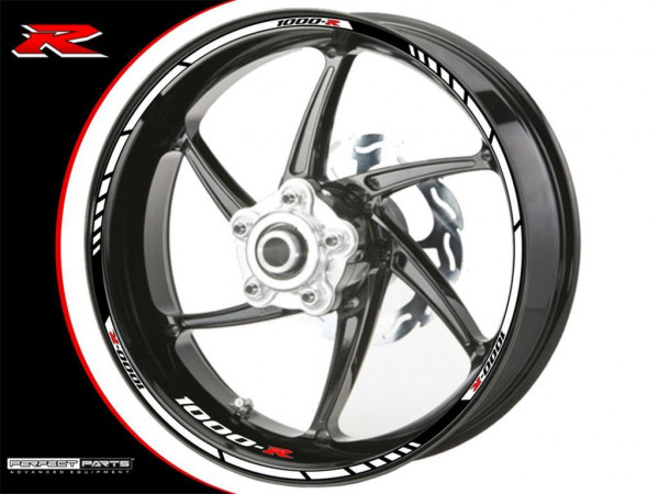 Felgenrandaufkleber passend für Suzuki GSX-R 1000 weiß