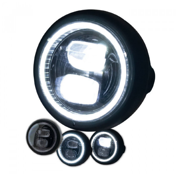 LED-Scheinwerfer "Pearl" 5-3/4" | schwarz M8 seitlich | Glas Ø=145mm | E-geprüft
