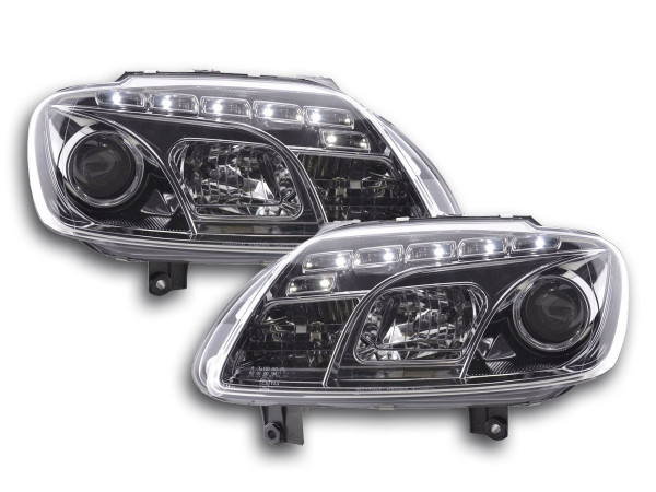 Scheinwerfer Set Daylight LED TFL-Optik VW Touran Typ 1T / VW Caddy Typ 2K Bj. 03-06 chrom