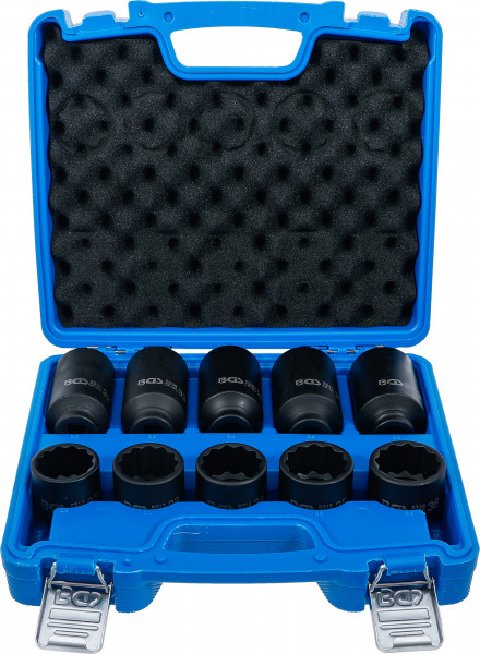 Kraft-Steckschlüssel-Einsatz-Satz 10-tlg. Zwölfkant 1/2" Innenvierkant 12,5 mm SW 32-36 mm