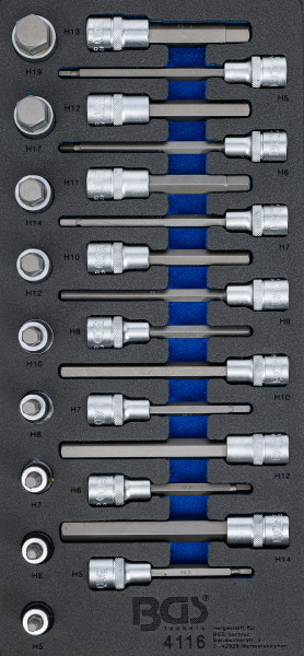 Werkstattwageneinlage 1/3: Bit-Einsatz-Satz | Antrieb Innenvierkant 12,5 mm (1/2") | Innensechskant