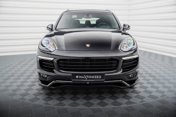 Front Ansatz Für Porsche Cayenne Mk2 Facelift Schwarz Hochglanz