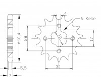Ritzel 15 Zähne Teilung 428 passend für Kawasaki Ritzel 15 Zähne Teilung 428 passend für Kawasaki