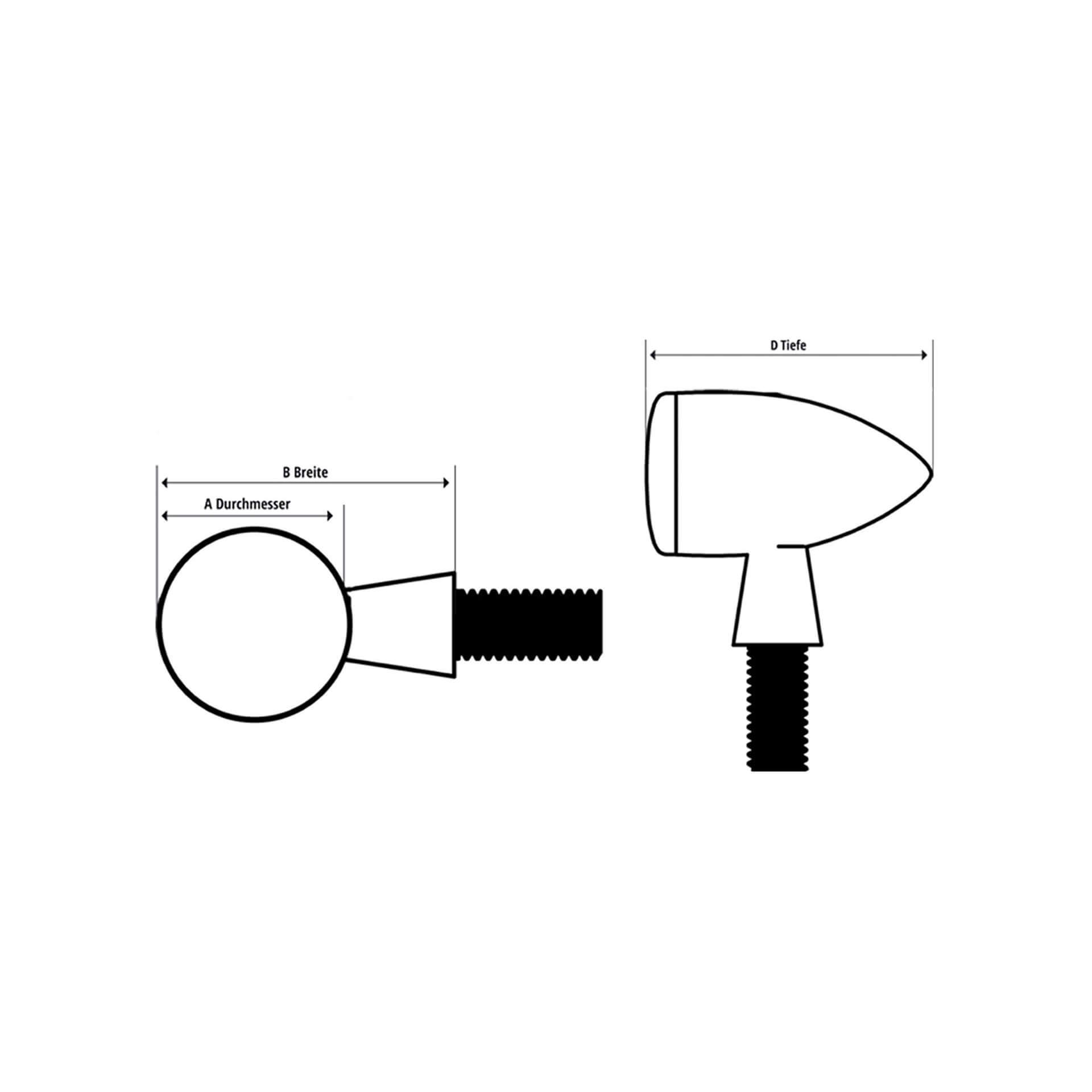 SHIN YO Blinker DUC STYLE, schwarz, gelbes Glas, für vorne rechts