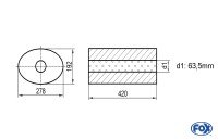 FOX Uni-Schalldämpfer oval aus Edelstahl Länge 420mm universal FOX Uni-Schalldämpfer oval aus Edelstahl Länge 420mm universal