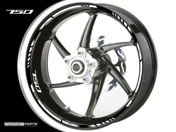 Felgenrandaufkleber weiß-schwarz passend für 750 ccm