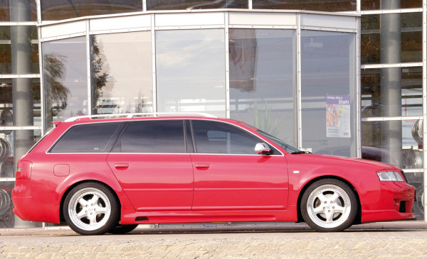 Rieger Seitenschweller links matt schwarz für Audi A6 (4B) Avant 07.01- (ab Facelift)