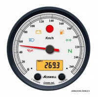 ACEWELL Analog Tacho 260 Km/h mit Digital DZM Ring chrom ACEWELL Analog Tacho 260 Km/h mit Digital DZM Ring chrom