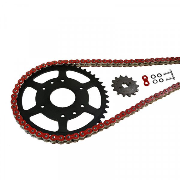 EK-Chain Kettensatz 525 MVXZ-2 für Benelli BN600i Modelljahr 2016-2017 Farbe Rot