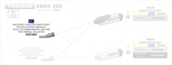 Arrow Verbindungsrohr mit Kat passend für Yamaha X-MAX 300 (2017–2020)