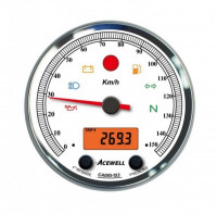 ACEWELL Analog Tacho 150 km/h Digital DZM Ring chrom Zifferblatt weiss Gehäuse schwarz ACEWELL Analog Tacho 150 km/h Digital DZM Ring chrom Zifferblatt weiss Gehäuse schwarz