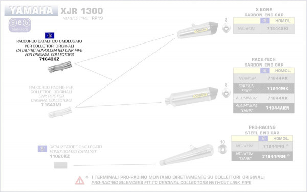 71643KZ-Arrow Verbindungsrohr Mit Kat Für Original- Und Arrow Krümmer Yamaha XJR