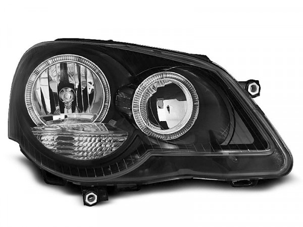 Scheinwerfer Angel Eyes schwarz passend für VW Polo 9n3 04.05-09