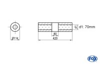 FOX Uni-Schalldämpfer rund aus Edelstahl Ø114mm Länge 420mm FOX Uni-Schalldämpfer rund aus Edelstahl Ø114mm Länge 420mm