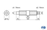 FOX Uni-Schalldämpfer rund Edelstahl Ø114mm Länge 420mm FOX Uni-Schalldämpfer rund Edelstahl Ø114mm Länge 420mm