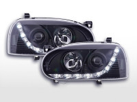 Scheinwerfer Set Daylight LED Tagfahrlicht passend für VW Golf 3 91-97 schwarz für Rechtslenker Scheinwerfer Set Daylight LED Tagfahrlicht passend für VW Golf 3 91-97 schwarz für Rechtslenker