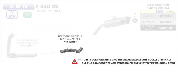 71742MI-Arrow Verbindungsrohr BMW F 850 GS 15-20