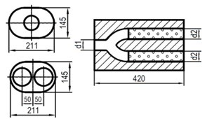 FOX Uni-Schalldämpfer oval zweiflutig Edelstahl 211x145mm
