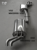 FOX Endschalldämpfer passend für Mercedes E-Klasse 124 Ø70mm - 2x55 Typ 28 (Dieseloptik - von hinten FOX Endschalldämpfer passend für Mercedes E-Klasse 124 Ø70mm - 2x55 Typ 28 (Dieseloptik - von hinten