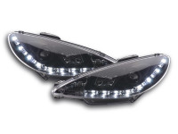 Daylight LED Scheinwerfer Set passend für Peugeot 206 schwarz Daylight LED Scheinwerfer Set passend für Peugeot 206 schwarz