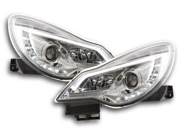 Scheinwerfer Set Daylight LED Tagfahrlicht Opel Corsa D ab 2011 chrom für Rechtslenker