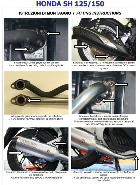 53061KZ-Arrow Krümmer Mit Kat Für Urban Endschalldämpfer Honda SH 125/150 ´12/16