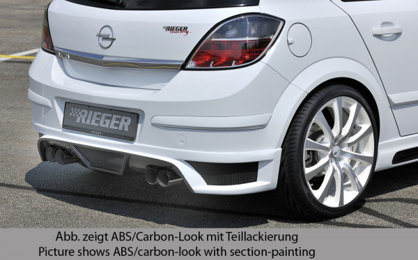 Rieger Heckschürzenansatz matt schwarz für Opel Astra H 5-tür. 03.04-