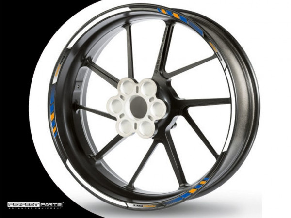 Felgenrandaufkleber GP Race weiß-blau-gold für 17 Zoll