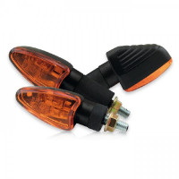 Mini-Blinker Arrow Grooved schwarz langes Gehäuse gelbes Glas E-geprüft Mini-Blinker Arrow Grooved schwarz langes Gehäuse gelbes Glas E-geprüft