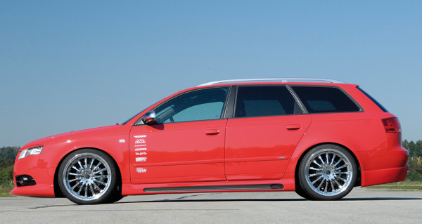 Rieger Seitenschweller links carbon look für Audi A4 (8E) Typ B7 Avant 11.04- (ab Facelift)
