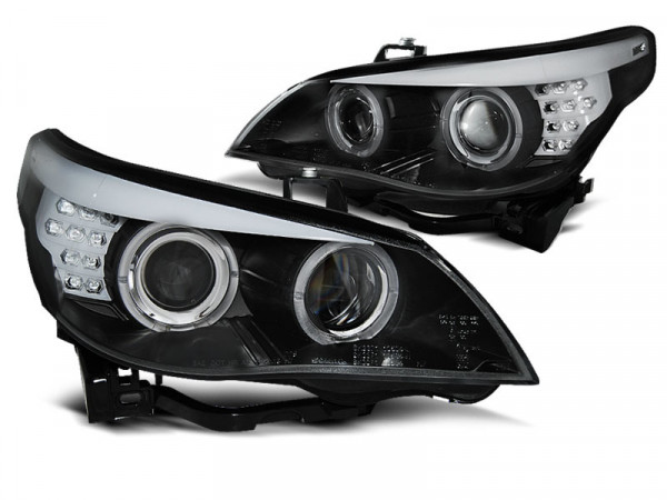 Xenon D1s Scheinwerfer Angel Eyes schwarz LED Blinker passend für BMW E60/E61 05-07