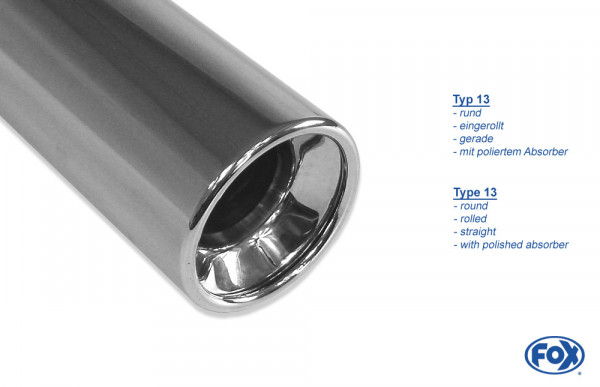 Audi A3 - 8P (3-Türer) Endschalldämpfer Ausgang rechts/links - 1x90 Typ 13 rechts/links